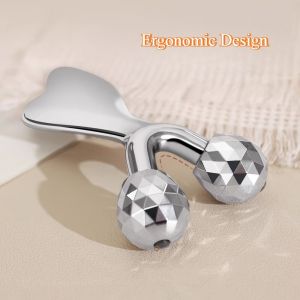 T6DA Metal Gua Sha Massage Tool 2 In 1 3D Design Face Scraping Massager Portable Manual Operation Facial Massage Scraper For Face Skin