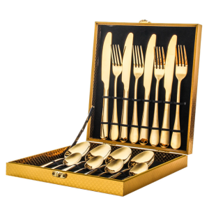 【COD- 24-hour Delivery 】24/16Pcs Luxury High Quality Not Fade 304 Stainless Steel Cutlery Set Tableware Stainless Knife Spoon and Fork Set Christmas gifts wedding gifts
