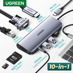 UGREEN USB C Hub 10 in 1 USB Type C HDMI Multiport Adapter Dock Card Reader for MacBook Pro Air Dell XPS iPad 10th iPad pro 2022 iPad Air 5th iPad mini 6th Model：40873