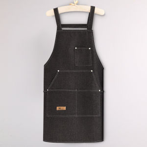 Black denim halter neck apron Japanese style work apron suitable for restaurants and coffee shops