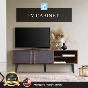 Modern Two-Tone 5.5ft TV Stand TV Cabinet with Open Shelves and Swing Door Cabinet 160cm Kabinet TV 5.5ft Hall Cabinet 5.5 | Kaki Kabinet TV Konsole TV| 北欧风格电视柜小户型客厅背景墙柜简约现代套装家具电视柜灰色