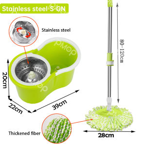 PMOP Mop with Spinner heavy duty 360° Thick cloth Stainless steel spin dryer home cleaning tornado mop wet and dry