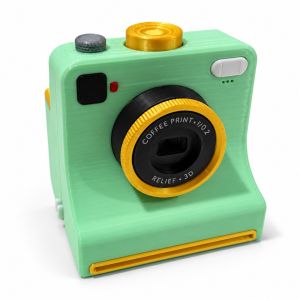 LMS70 Funny 3D Printed Latte Camera Vintage Look Replaceable Cards DIY Latte Art Camera Tool Easy Operate Included Stencils Coffee Powder Print Camera Home Coffee Bar