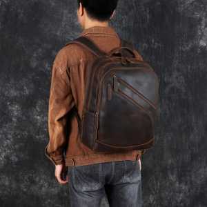Tas ransel pria kulit aslii crazy horse -Tas kapasitas besar TERBARU