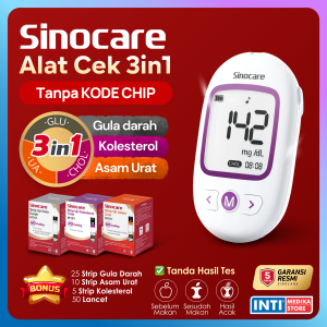 EASYTOUCH - Alat Cek 3in1 GCU Gula Darah + Kolesterol + Asam Urat with LCD Display | Blood Glucose Cholesterol Uric Acid Multi-Function Monitoring System Easy Touch