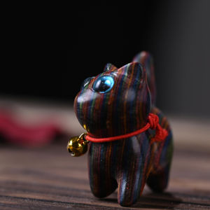 Joldhans ไม้สีรุ้งแกะสลักรูปปั้นแมวเครื่องประดับแมวน่ารักตั้งโต๊ะไม้แมวอุปกรณ์สำนักงานบ้านของที่ระลึกการตกแต่งของขวัญ