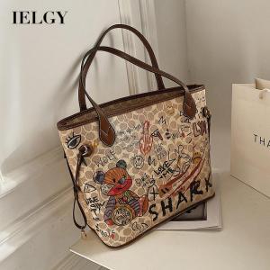 IELGY Túi Tote Đeo Vai Nữ Sức Chứa Lớn Thường Ngày Đa Năng Thời Trang Graffiti