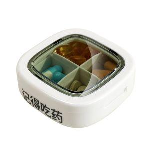 BLACKON Plastic 4 Grids Pill Box Waterproof Moisture-proof Vitamin Organizer Jewelry Storage Box Sealed Mini Pill Case for Home