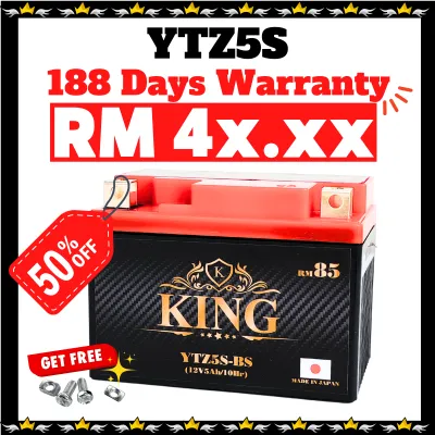 KING BATERI YTZ5S MOTOR BATTERY EX5 DREAM LC135 V2-V8 Y15ZR Y16ZR SRL EGO LAGENDA SOLARIZ AVANTIZ