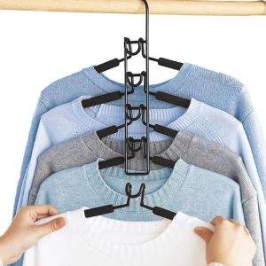 JOMEY 5 in 1 Multi Layer Hanger Non-Slip Foam Pads Detachable Space Saving Hanger Garment Organizer Durable Multifunctional Clothes Rack Home Wardrobe
