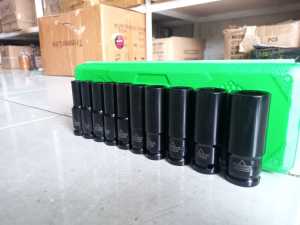 Drive Deep Impact Socket Set 10 Pcs 1/2 Inch 8-24MM Extension Impact Socket Panjang Mata Shock Set