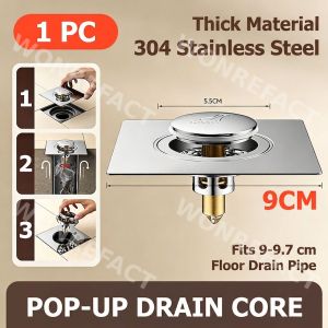Premium 304 Stainless Steel Pop-Up Floor Drain  Anti-Odor & Anti-Clog Filter BTO & HDB Compatible Easy DIY