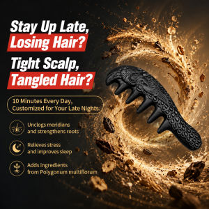 Wide Tooth Herbal Hair Care Comb Anti-Hair Fall Wooden Massage Comb for Healthy Scalp