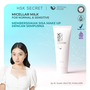 HSK Secret Micellar Milk for Normal & Sensitive - Pembersih Wajah Make Up Remover Cleansing Cream dan Melembapkan dengan Aloe Barbadensis Leaf