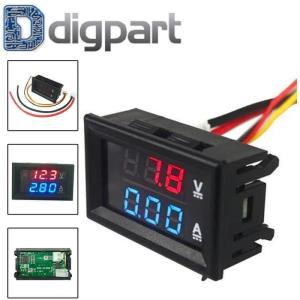 Display Combo Ampere Meter Dan Volt Meter Seven Segment 10 A DC