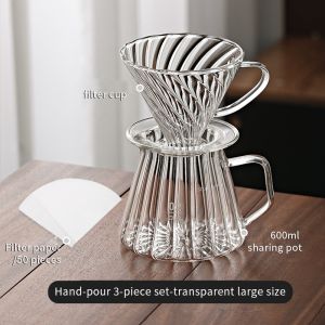 Bincoo Hand Brewed Coffee Pot Set Dripper Set Filter Cup Coffee Pot Coffee Funnel Glass Sharing Pot 400/600ML