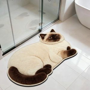 MADEWITH 4060cm Cute Cat Floor Mat Non-slip Ragdoll/ Orange Cat Bedroom Door Small Rug Durable Stereo Vision Home Bathroom Carpet For Living Room Tea
