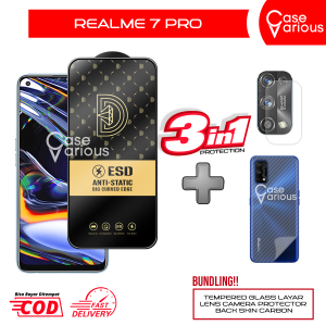 PROMO Paket 3 in 1 Tempered Glass Realme 7 Pro Anti Gores Anti Static+Tempered Glass Kamera dan Skin