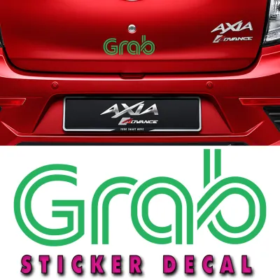 2pcs Grab E hailing Custom Sticker Kereta Decal Axia Bezza Proton Alza Aruz