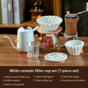 BINCOO Hand-pour Coffee Pot Stainless Steel Household Hand-pour Drip Coffee Kettle Coffee Pot with Lid 350ML