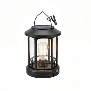 Retro Solar Lantern Hanging Outdoor Light Dual Charge Solar And USB C Adjustable Brightness Waterproof Table Lamp For Backyard Pathway Camping Decoration One Pack