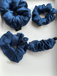 19mm mulberry silk hair scrunchies for women dark blue hair tie for lady high quality hair accessories
