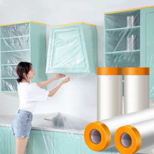 Disposable Furniture Dust Cover Dust Cloth Dust Film with Tape Plastic Dust Cover Household Bed Sofa Dust Cover Desk Shield
