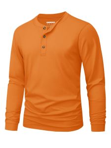MAGCOMSEN Mens Henley Cotton T-Shirt Long Sleeve Front Placket Shirt Fashion Autumn Spring Tees Casual Vintage Streetwear2026