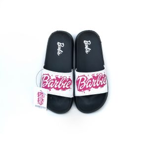Sandal Barbie Anak Perempuan Model Selop  Putih Pink Motif Terbaru Bahan Ringan Empuk