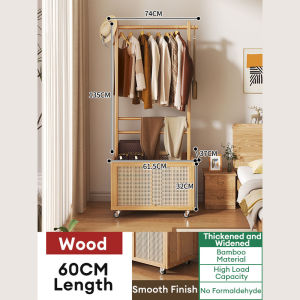 Bamboo Hat Rack Solid Wood Hanger Vertical Multifunctional Storage Rack Integrated Hanger