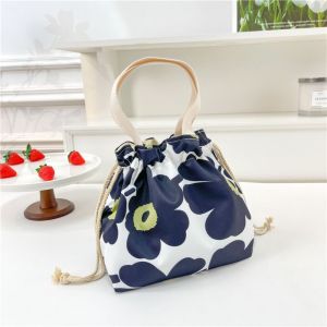 XUNXUAN Hoa Túi dây rút Hoạt hình In Túi đeo cổ tay thắt nút Di động Túi cho mẹ Túi xô vải bố Mua sắm