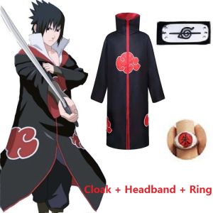 1/2/3/45 PICS Naruto Akatsuki Uchiha Tobi Obito Akatsuki Cosplay Costume Cloak Ring Halloween Man Woman Headband Accessories