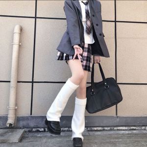 Women Leg Warmers Y2K Gothic Brown Star Japanese Knitted Socks Hot Girl Accessories High Tube Calf Socks Boots Cover Socks