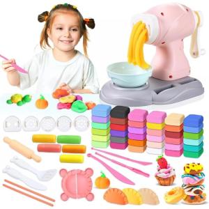 YONGQING ดินเบาเครื่องทำเส้นก๋วยเตี๋ยวของเล่นปั้นดินน้ำมันโคลนสีปลอดสารพิษชุดเครื่องมือสำหรับเด็กไอศกรีมสาวเครื่องดินเหนียว ควบคุมง่ายเพียงกดปุ่มเดียว