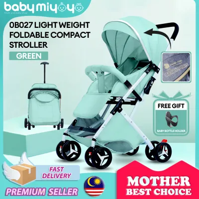 Baby MiyOyO Obaby Paris OB027 Light Weight Foldable Stroller Compact Stroller FREE Bottle Holder Gift 0-36 Months Kids Children Prams Suitable Travel On Flight Foldable to Pulley on Flight Trolley Bayi Newborn Murah Mudah Simpan