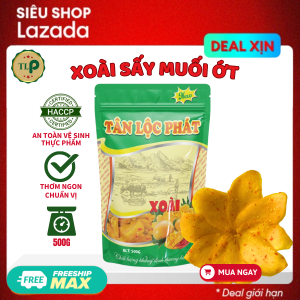 XOÀI SẤY MUỐI ỚT TÂN LỘC PHÁT BỊCH 500G Sấy dẻo giữ nguyên mọng nước của xoài Đồ ăn vặt yêu thích