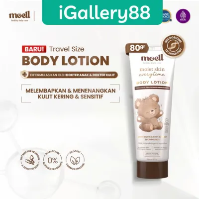 Moell Body Lotion Bayi Travel Size 80gr Melembapkan Kulit Badan Anak Perawatan Kulit Kering dan Sensitif Skincare Anak