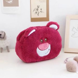 Túi mỹ phẩm hình gấu dâu màu hồng dễ thương túi đựng đồ mỹ phẩm tiện lợi hình hộp gấu Lotso nhỏ gọn dịu dàng _Ting Ting