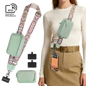 Multicolor Trend Caramel Brown Crossbody Phone Lanyard Lanyard with Wallet RFID Blocking Detachable Wallet for Women Men2026