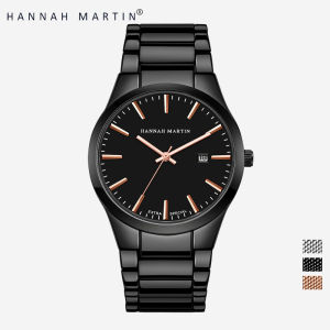 Jam Tangan Pria Hannah Martin 100% Business Cowok kado ulang tahun Jam Rantai anti air Quartz laki laki Arloji Tahan Air murah cowo tangan simple Men Watch Stainless steel COD