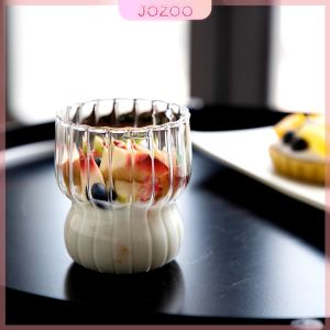 Jozoo 260ml Stripe Drinking Glasses Coffee Cup WineWater Milk Drinkware Glass