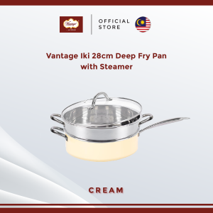 Vantage Iki Cream 28cm Deep Fry Pan with Steamer (New)