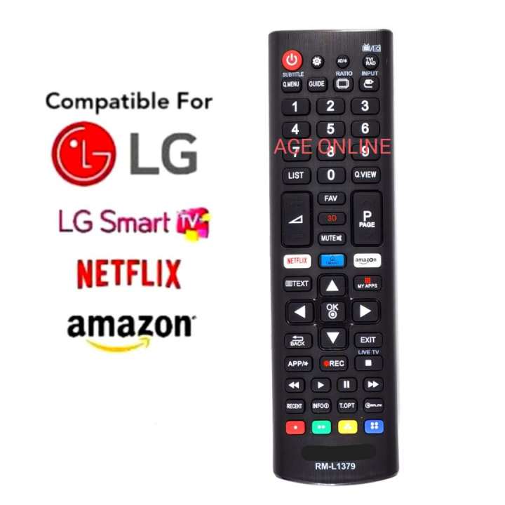 LG LED LCD SMART TV Remote Control With Netflix/Amazon for RM-L1379 AGF76631064 AKB74475401 AKB75095307 AKB75095303 AKB73975702 ...