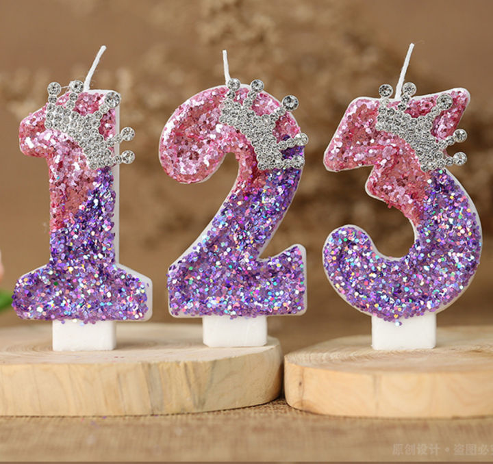 10Cm Bougies Chiffres D'Anniversaire Numéro 4,3D Argent