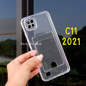 Softcase For REALME C11 C12 C15 C21 C25 Card Slot Kartu Casing Silicon Bening Clear Dompet