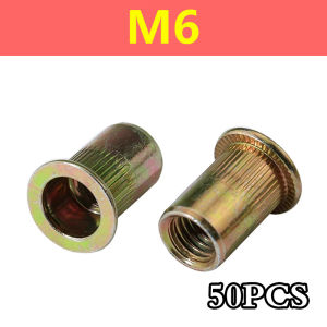 50PCS M6 Mur Rivet Nut Rivnut Kuning Besi Carbon Steel Nutsert Tanam insert