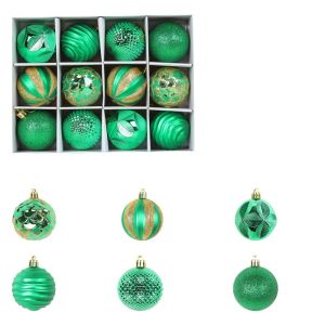 FUNG 12pcs Cartoon Painted Christmas Balls Set Plastic 6cm Merry Xmas Tree Decor Creative DIY Electroplated Christmas Hanging Balls Home Xmas Decor