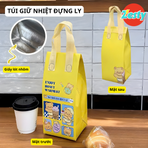 Túi Đựng Bình Nước Giữ Nhiệt Hoạ Tiết – Túi Nhôm Đựng Ly Giữ Nhiệt - Túi Nhôm Cách Nhiệt Mini Có Quai Xách Tiện Lợi ( Giao mẫu ngẫu nhiên)