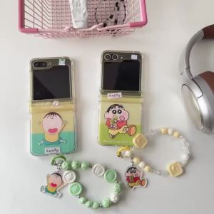 2025 ใหม่ สำหรับ Samsung Z Flip 7 6 5 4 3 เคสศัพท์มือถือแบบพับได้ เคสศัพท์มือถือ ลายการ์ตูนน่ารัก Crayon Shin-chan เคสแข็ง PC สามชิ้น