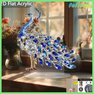 【feitong】🚕🚕【HOT SALE】 1Pcs 2D Flat Acrylic Figurine Luxurious Peacock Ornament Tabletop Decoration For Bedroom Living Room Office